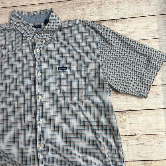 Chaps Men's Large Short Sleeve Button Down Shirt Plaid Easy Care Multicolor - Picture 7 of 10
